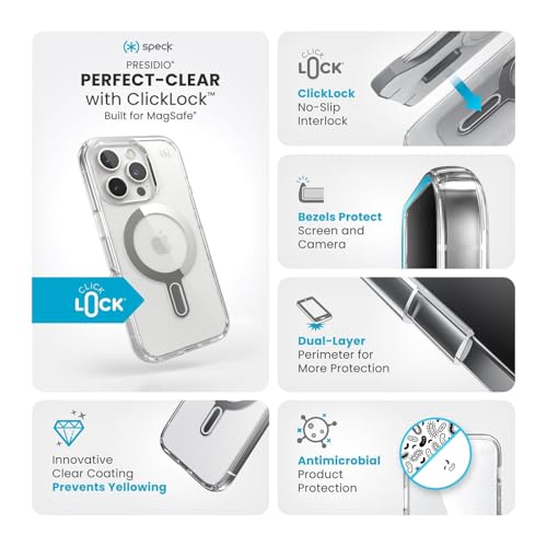 Speck Presidio Perfect Clear iPhone 16 Pro Case - Slim Phone Case