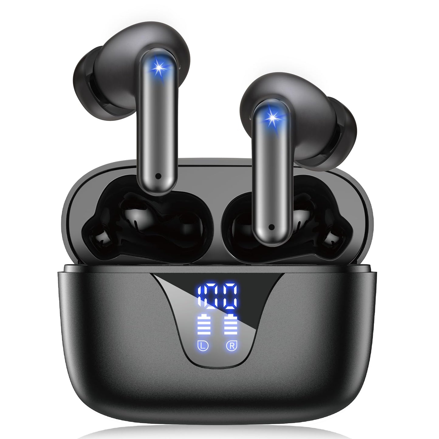 Wireless Earbuds, 2025 Bluetooth Headphones, 50hrs Stereo Deep Bass Ear Buds with Power Display Charging Case, buit in Mic, IPX5 Waterproof Headset for iPhone Andriod Phones