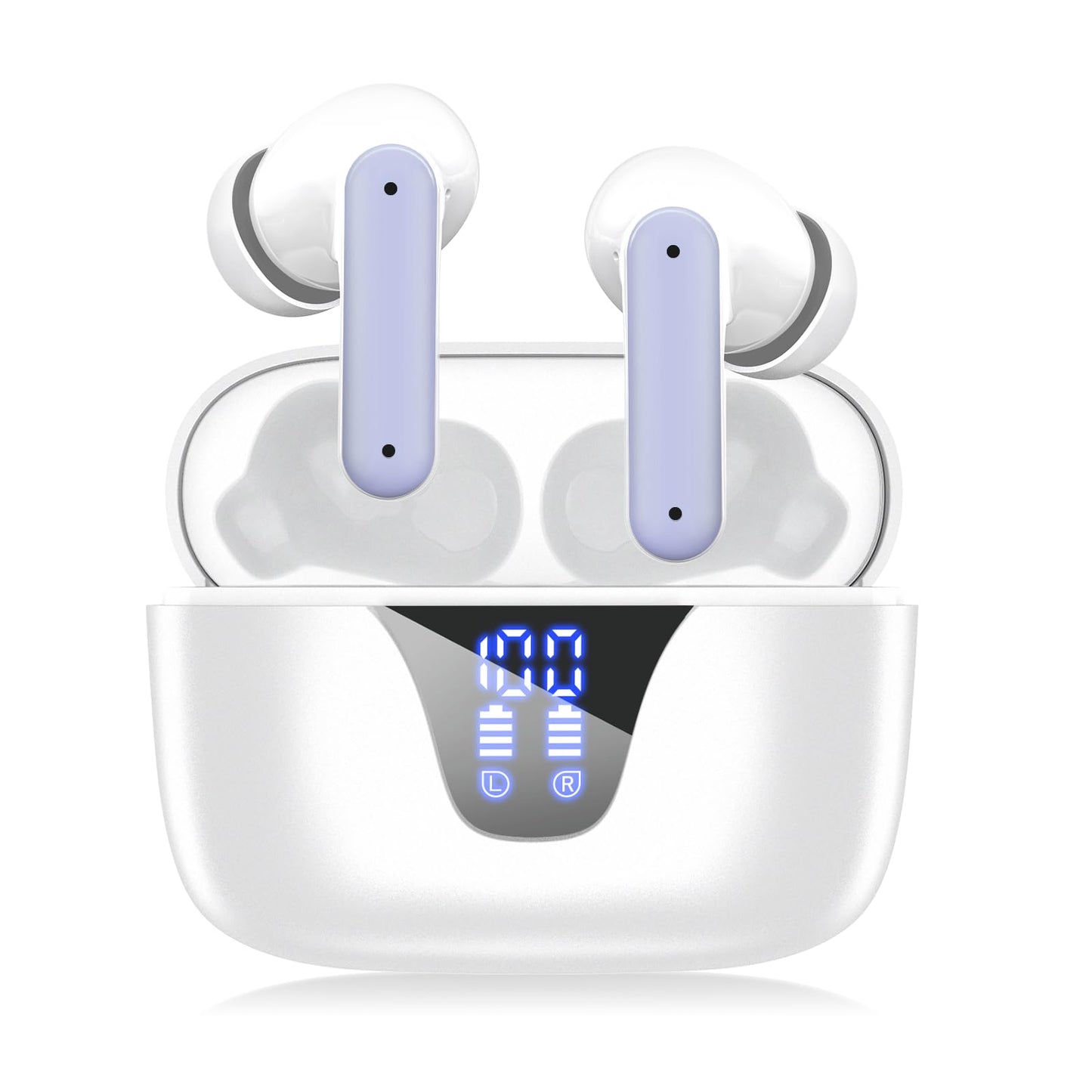 Wireless Earbuds, 2025 Bluetooth Headphones, 50hrs Stereo Deep Bass Ear Buds with Power Display Charging Case, buit in Mic, IPX5 Waterproof Headset for iPhone Andriod Phones