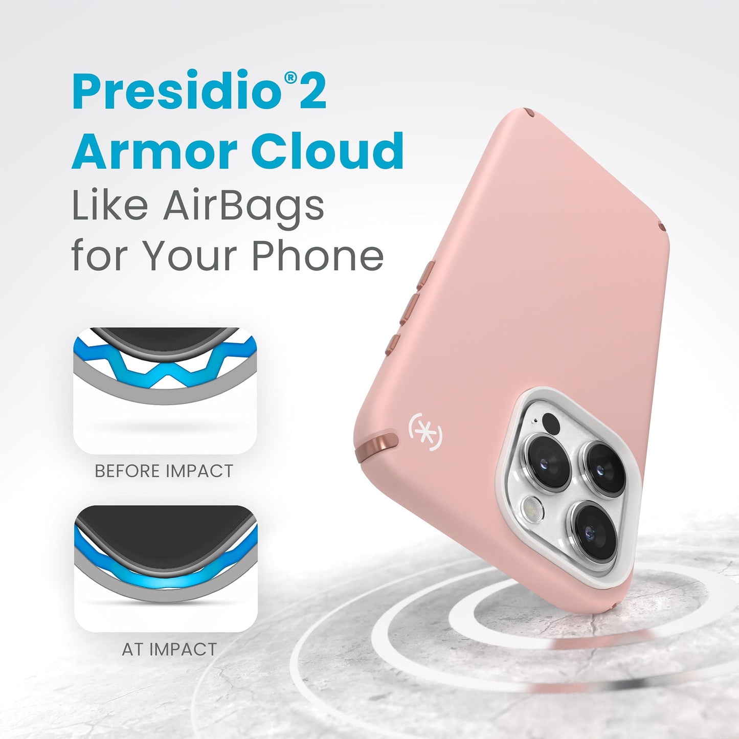Speck iPhone 15 Pro Max Case - Drop Protection - Scratch Resistant, Soft Touch, 6.7 Inch Phone Case - Presidio2 Pro Dahlia Pink/Rose Copper/White