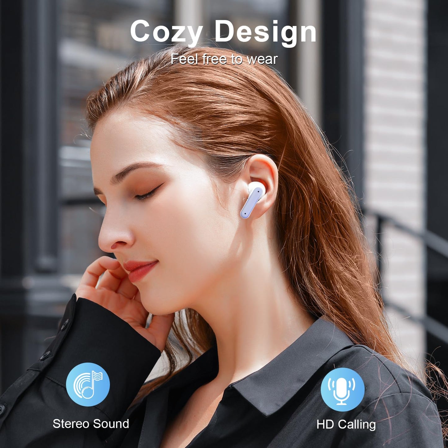 Wireless Earbuds, 2025 Bluetooth Headphones, 50hrs Stereo Deep Bass Ear Buds with Power Display Charging Case, buit in Mic, IPX5 Waterproof Headset for iPhone Andriod Phones