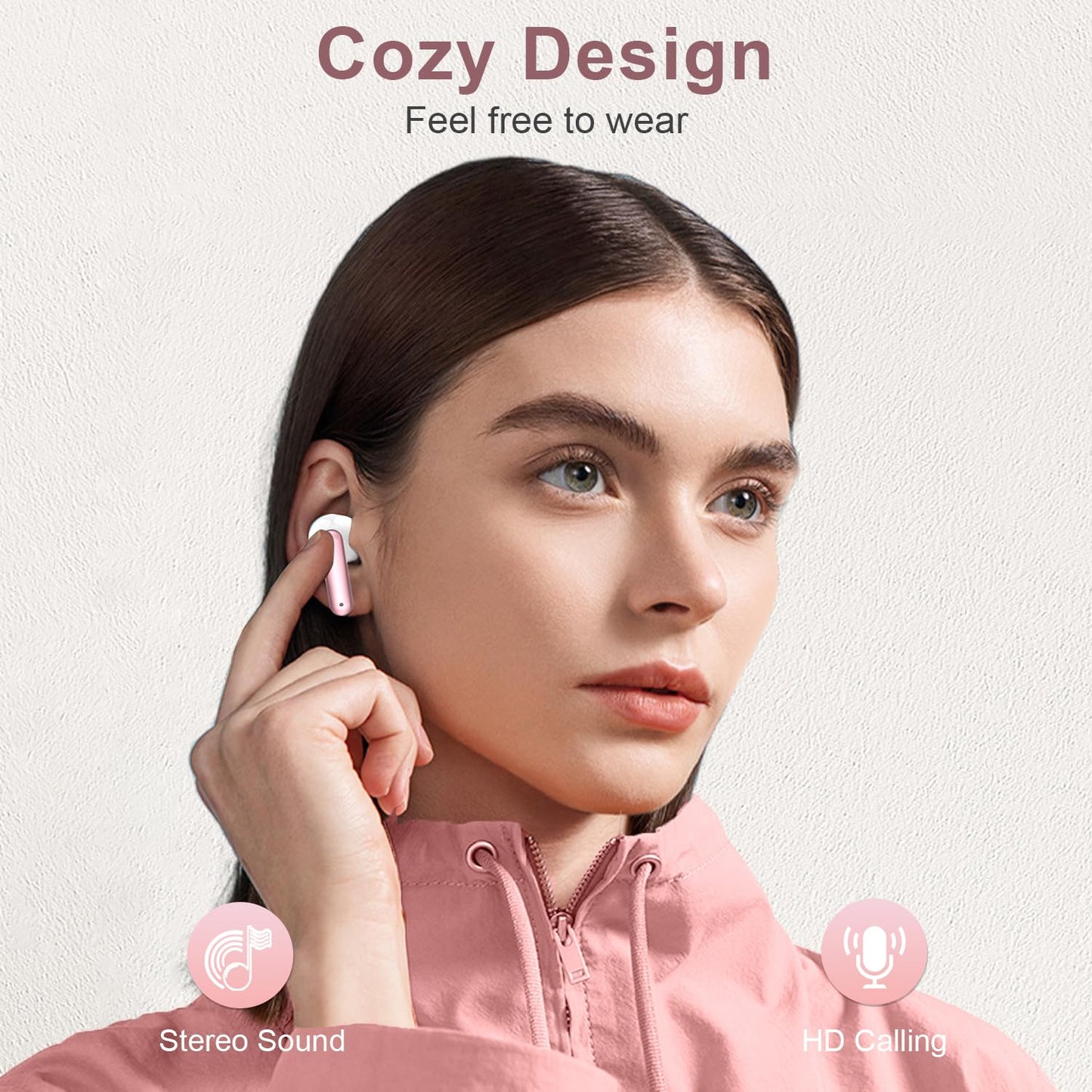 Wireless Earbuds, 2025 Bluetooth Headphones, 50hrs Stereo Deep Bass Ear Buds with Power Display Charging Case, buit in Mic, IPX5 Waterproof Headset for iPhone Andriod Phones