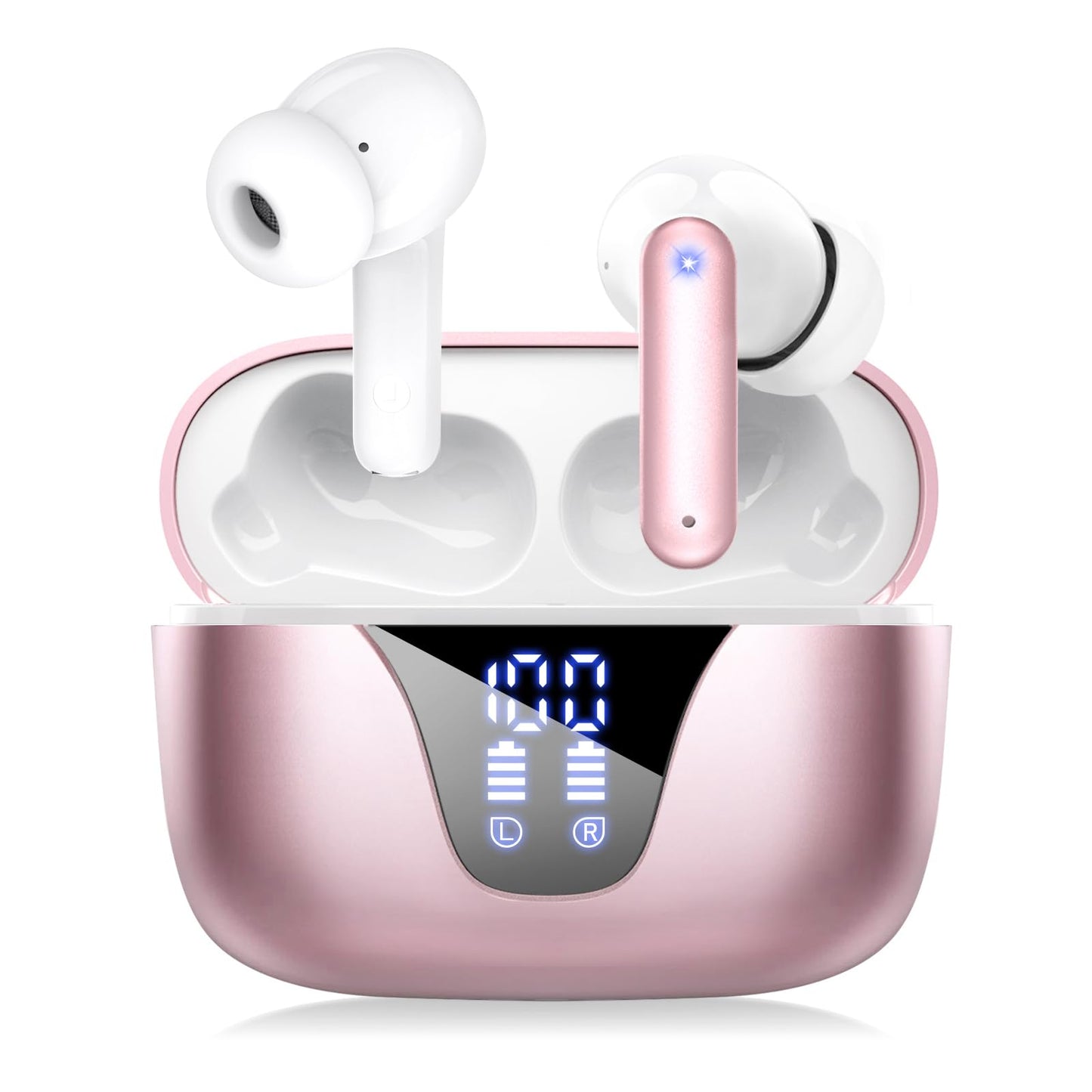 Wireless Earbuds, 2025 Bluetooth Headphones, 50hrs Stereo Deep Bass Ear Buds with Power Display Charging Case, buit in Mic, IPX5 Waterproof Headset for iPhone Andriod Phones