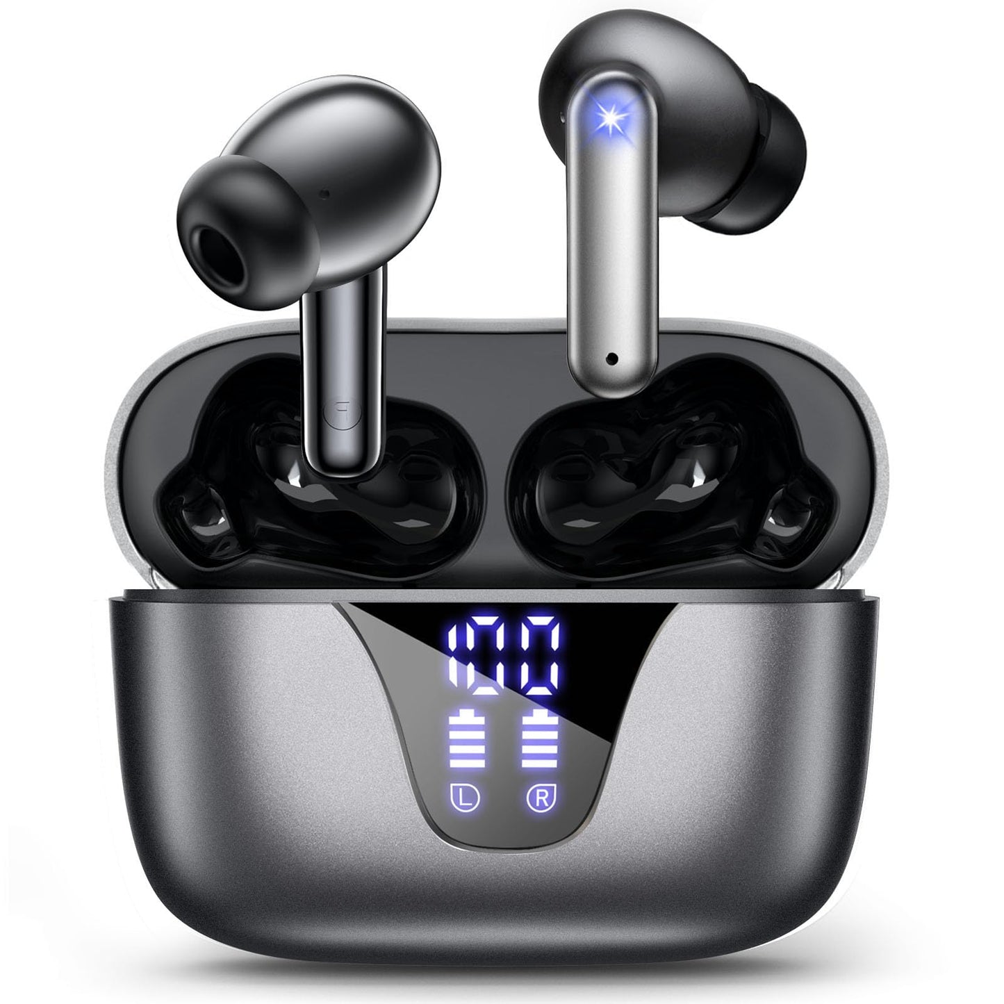 Wireless Earbuds, 2025 Bluetooth Headphones, 50hrs Stereo Deep Bass Ear Buds with Power Display Charging Case, buit in Mic, IPX5 Waterproof Headset for iPhone Andriod Phones