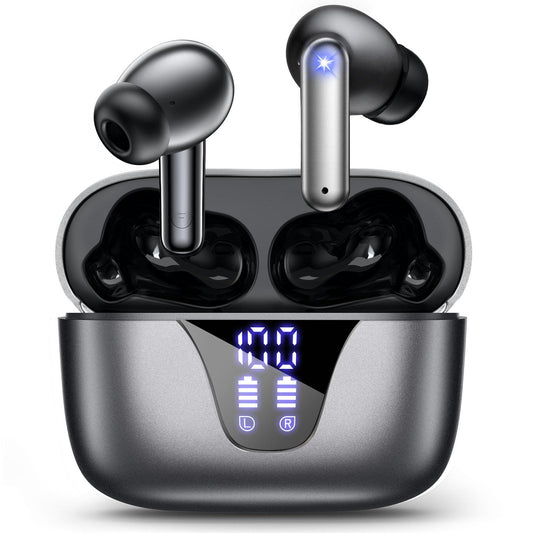 Wireless Earbuds, 2025 Bluetooth Headphones, 50hrs Stereo Deep Bass Ear Buds with Power Display Charging Case, buit in Mic, IPX5 Waterproof Headset for iPhone Andriod Phones