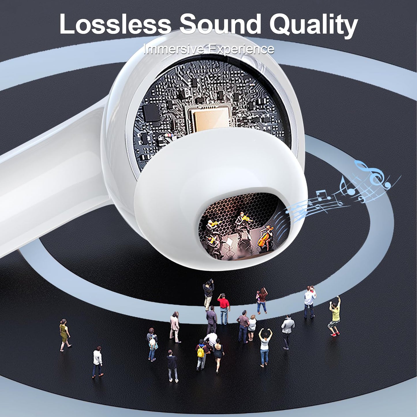 Wireless Earbuds, 2025 Bluetooth Headphones, 50hrs Stereo Deep Bass Ear Buds with Power Display Charging Case, buit in Mic, IPX5 Waterproof Headset for iPhone Andriod Phones