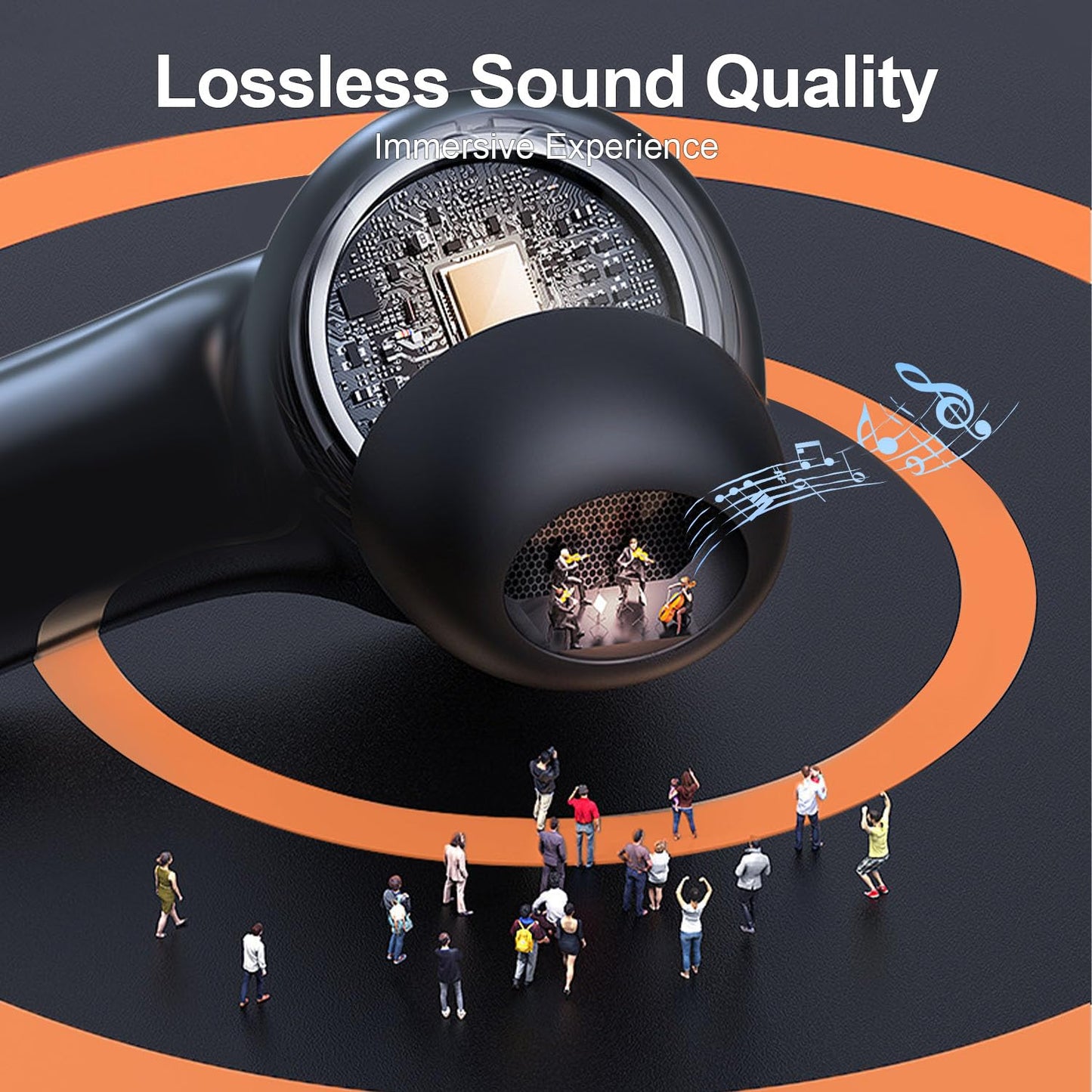 Wireless Earbuds, 2025 Bluetooth Headphones, 50hrs Stereo Deep Bass Ear Buds with Power Display Charging Case, buit in Mic, IPX5 Waterproof Headset for iPhone Andriod Phones