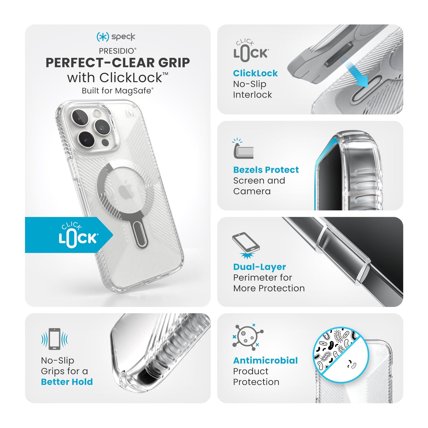 Speck Presidio Perfect Clear iPhone 16 Pro Case - Slim Phone Case